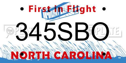 345SBO North Carolina License Plate