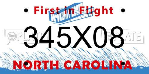 345X08 North Carolina License Plate