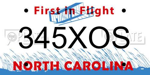345XOS North Carolina License Plate