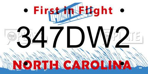 347DW2 North Carolina License Plate