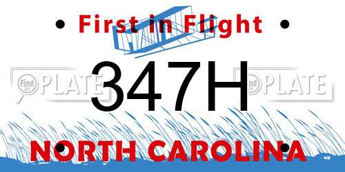 347H North Carolina License Plate