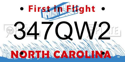 347QW2 North Carolina License Plate