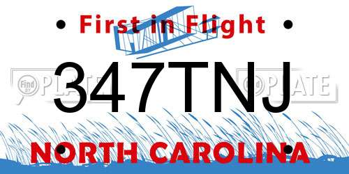 347TNJ North Carolina License Plate