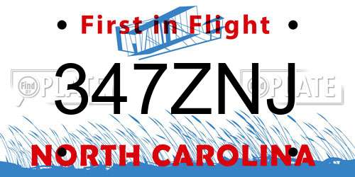 347ZNJ North Carolina License Plate