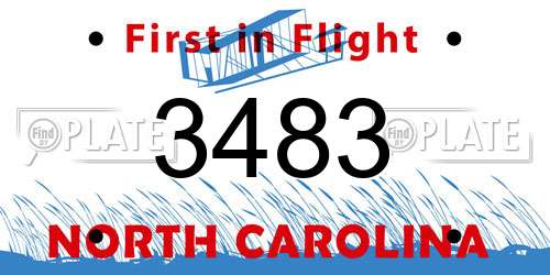 3483 North Carolina License Plate