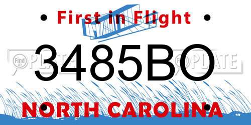3485BO North Carolina License Plate