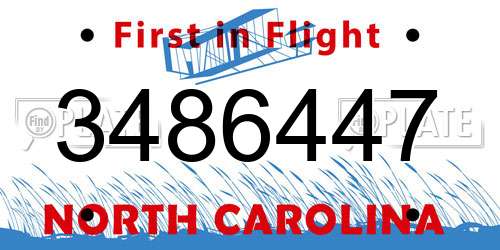3486447 North Carolina License Plate