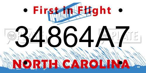34864A7 North Carolina License Plate