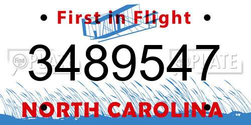 3489547 North Carolina License Plate