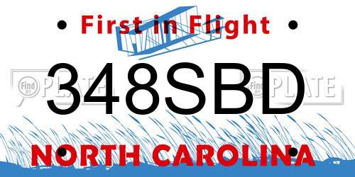348SBD North Carolina License Plate