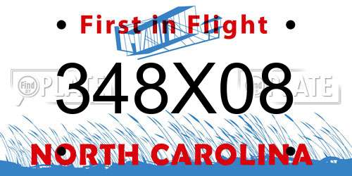 348X08 North Carolina License Plate