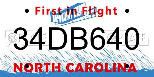 34DB640 North Carolina License Plate