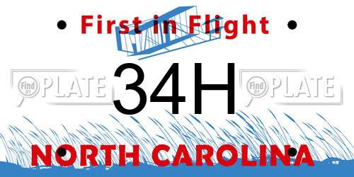 34H North Carolina License Plate