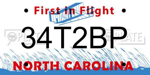 34T2BP North Carolina License Plate