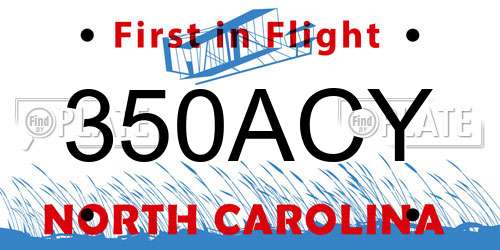 350ACY North Carolina License Plate