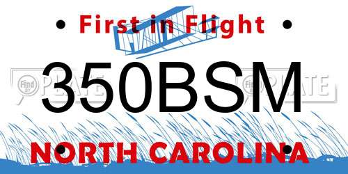 350BSM North Carolina License Plate