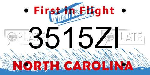 3515ZI North Carolina License Plate