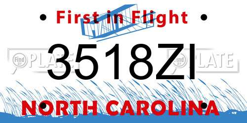 3518ZI North Carolina License Plate