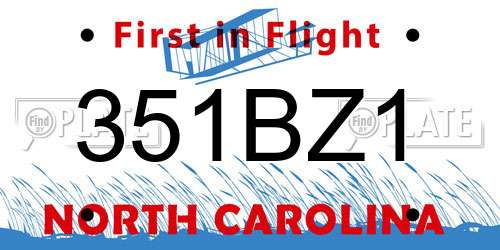 351BZ1 North Carolina License Plate