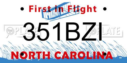 351BZI North Carolina License Plate