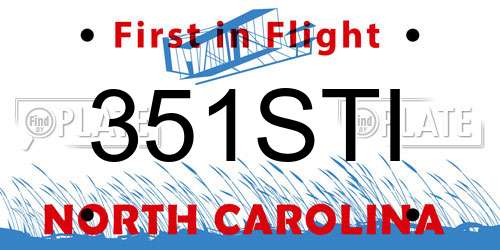 351STI North Carolina License Plate