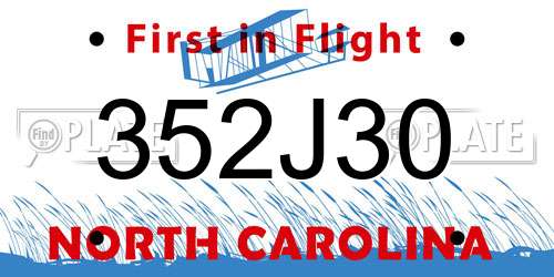 352J30 North Carolina License Plate