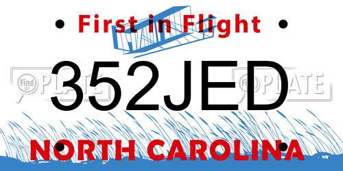 352JED North Carolina License Plate