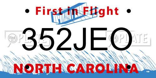 352JEO North Carolina License Plate