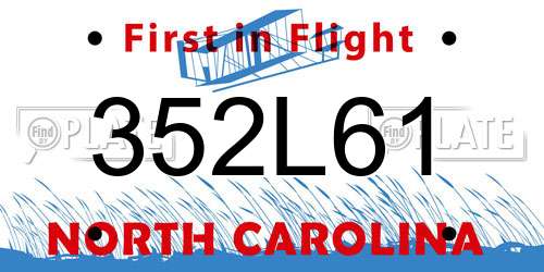 352L61 North Carolina License Plate