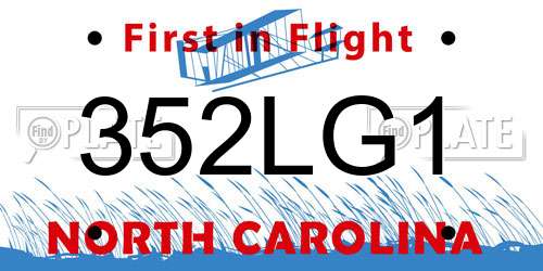 352LG1 North Carolina License Plate
