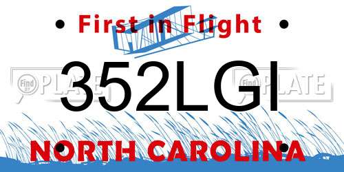 352LGI North Carolina License Plate