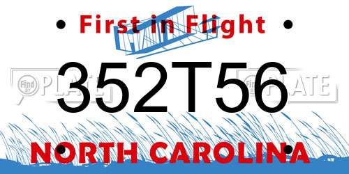 352T56 North Carolina License Plate