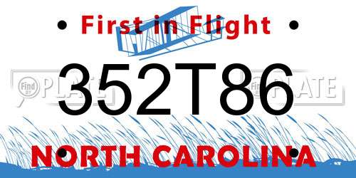 352T86 North Carolina License Plate