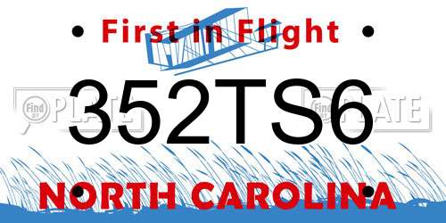 352TS6 North Carolina License Plate
