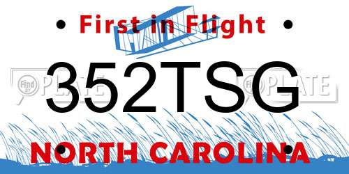 352TSG North Carolina License Plate