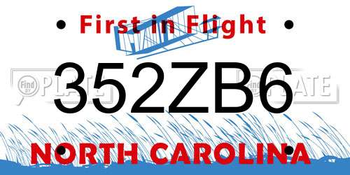 352ZB6 North Carolina License Plate