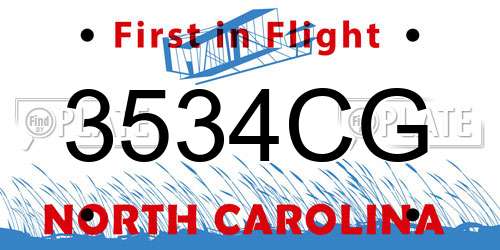 3534CG North Carolina License Plate