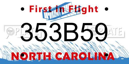 353B59 North Carolina License Plate