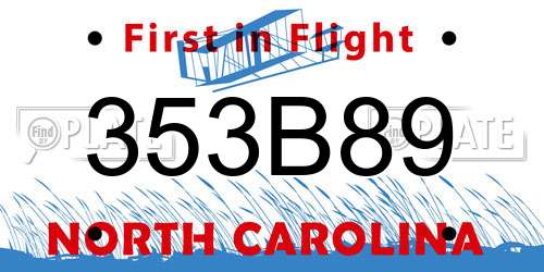353B89 North Carolina License Plate