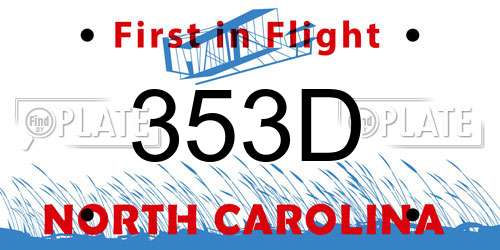 353D North Carolina License Plate