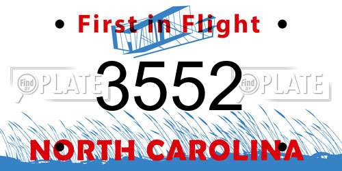 3552 North Carolina License Plate
