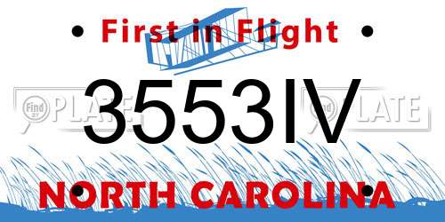 3553IV North Carolina License Plate