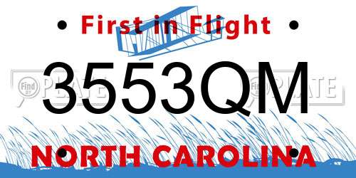 3553QM North Carolina License Plate