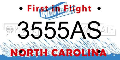 3555AS North Carolina License Plate