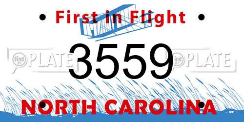 3559 North Carolina License Plate