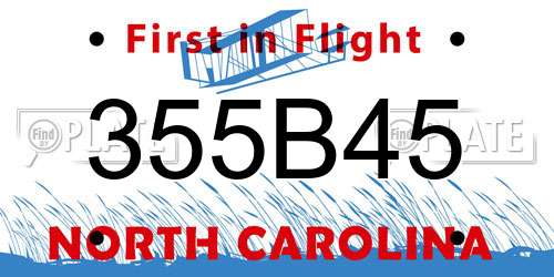 355B45 North Carolina License Plate