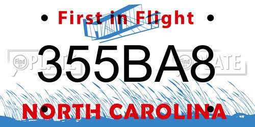 355BA8 North Carolina License Plate