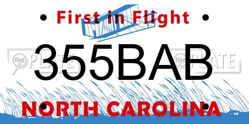 355BAB North Carolina License Plate