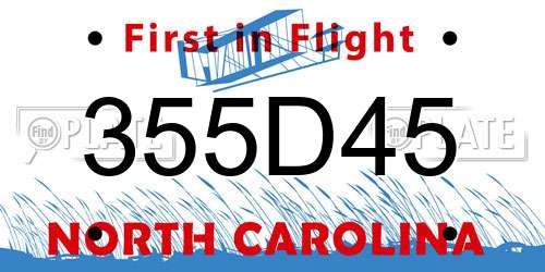 355D45 North Carolina License Plate