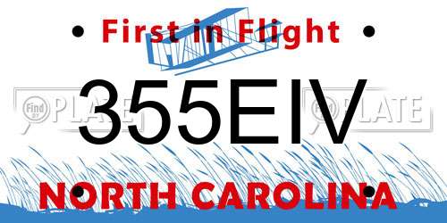 355EIV North Carolina License Plate